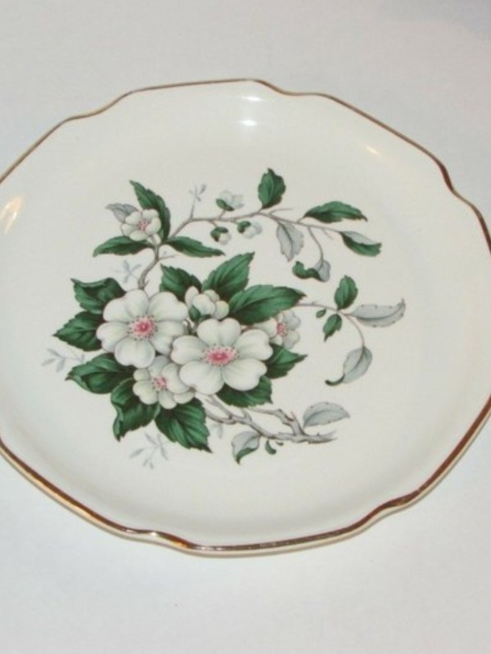 Georgian China Hawthorne Vintage Luncheon Salad Plate Dogwood 22KT Gold 9 1/4"